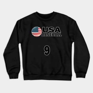 USA Baseball Number 9 T-shirt Design Crewneck Sweatshirt